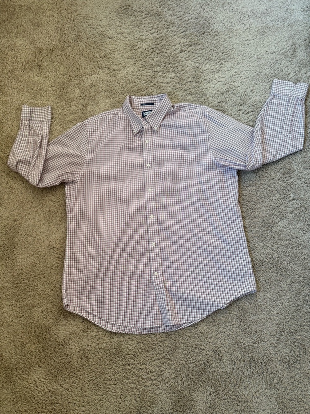 Lands End Supima Men’s button-down shirt Red and white tattersall check Size Xl - Picture 4 of 6